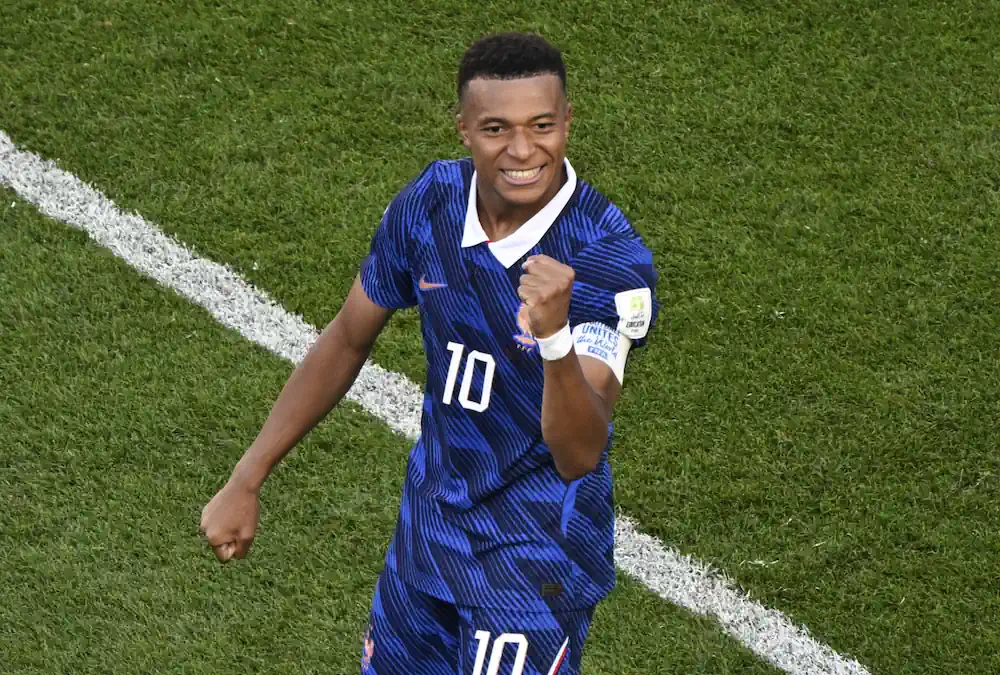 Kylian Mbappé under VM 2026 i Frankrikes blåa tröja