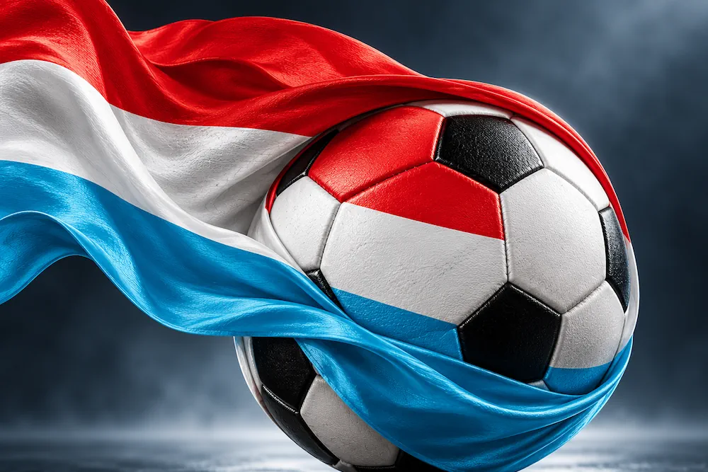 Luxemburgs flagga med fotboll