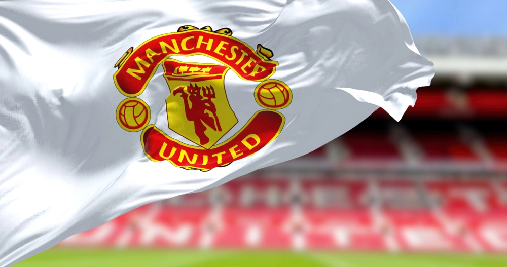Vit Manchester United flagga