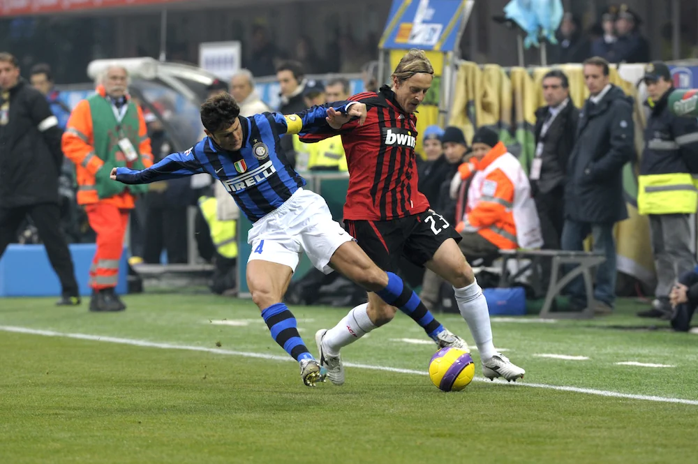 Massimo Ambrosini (Milan) och Javier Zanetti (Inter)