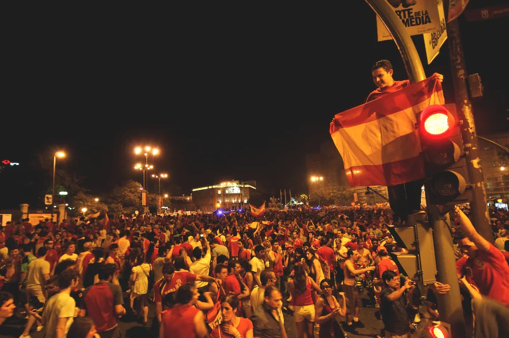 Spanska fans firar Spaniens VM-guld