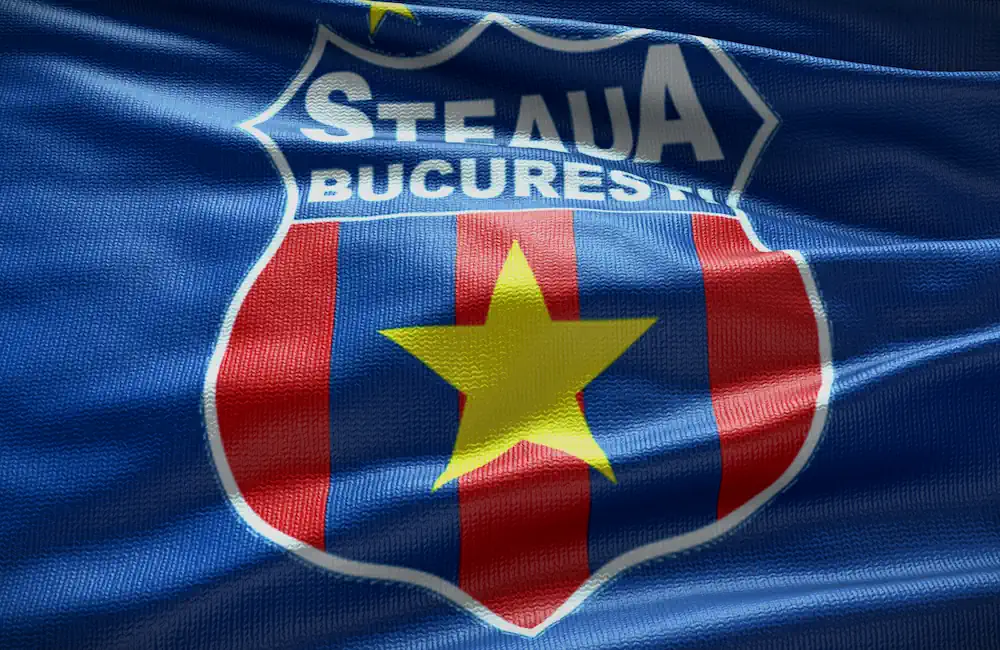 Steaua Bukarests emblem på en flagga